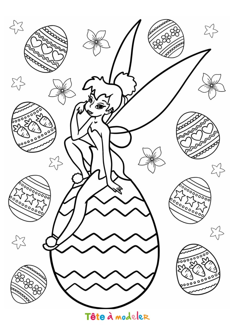 Coloriage de Clochette à Pâques