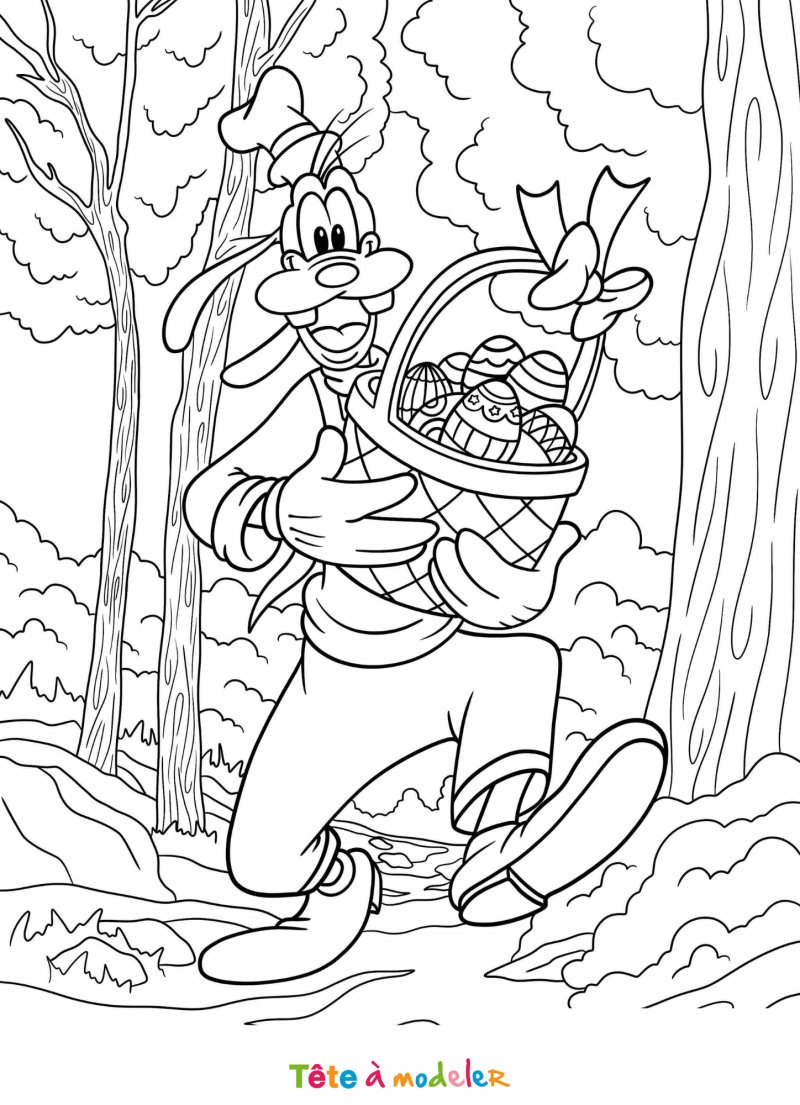 Coloriage de Dingo à Pâques