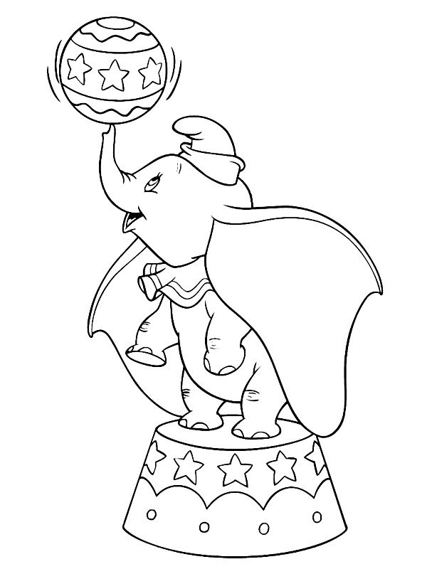 Coloriage de Dumbo qui joue