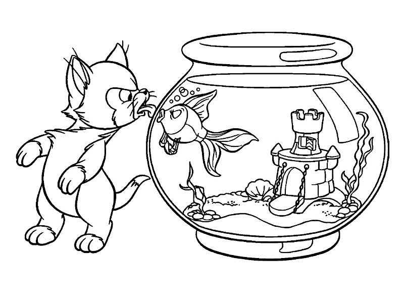 Coloriage de Figaro et Cléo