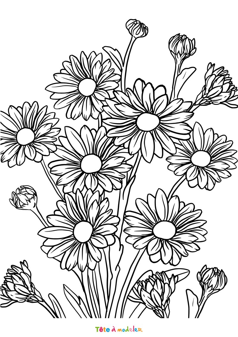 Coloriage de fleurs de printemps