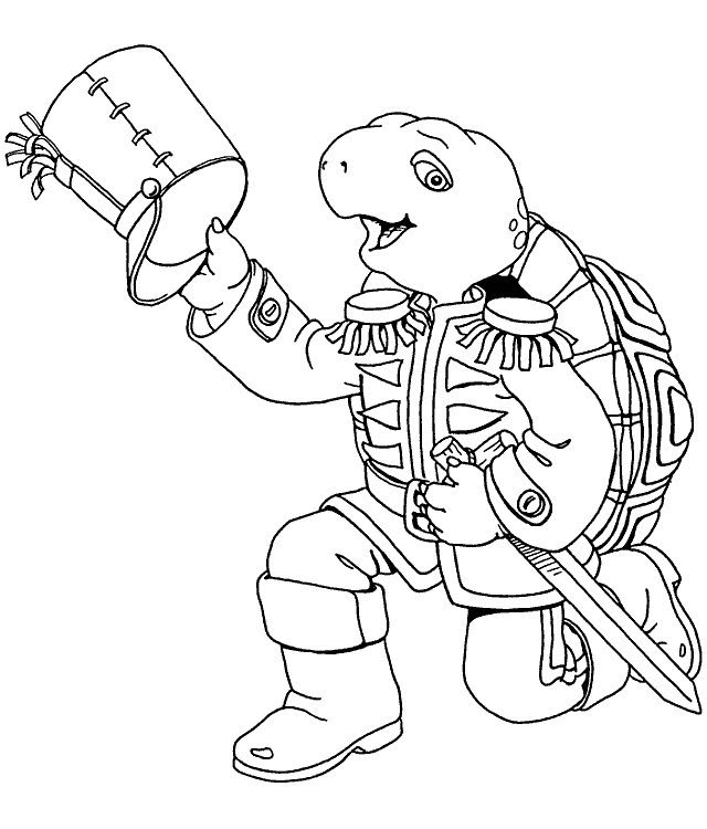 Coloriage de Franklin la tortue déguisé 