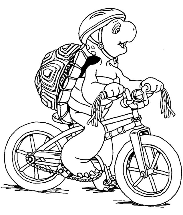 Coloriage de Franklin la tortue à vélo