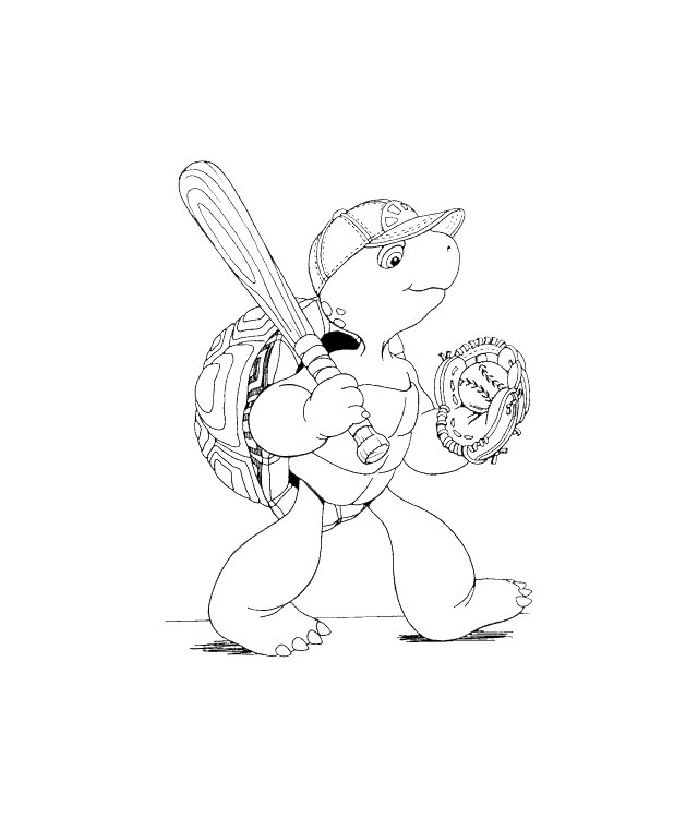 Coloriage de Franklin qui joue au baseball