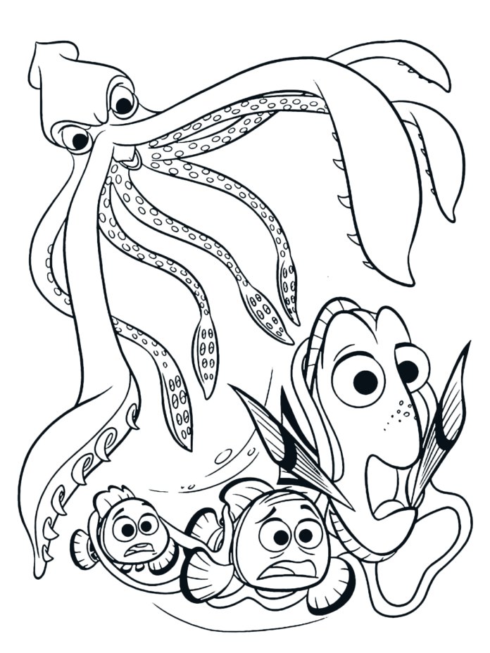 Coloriage de Hank, Némo, Dori et Marin