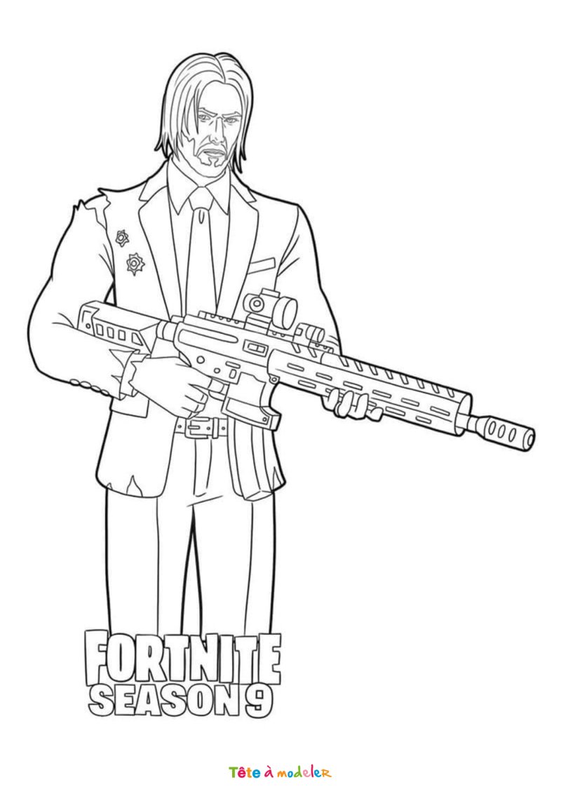 Coloriage de John Wick de Fortnite