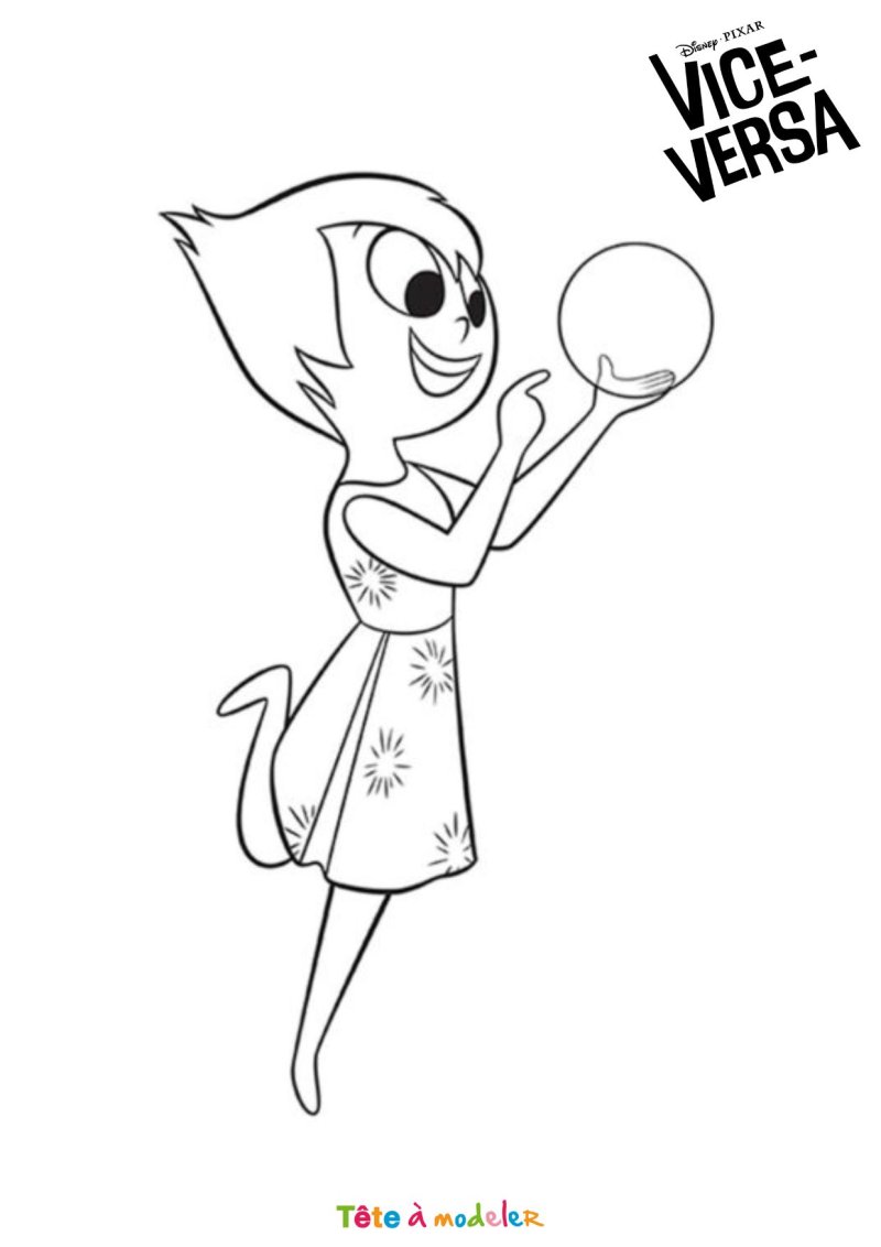 Coloriage de Joie avec une boule souvenir