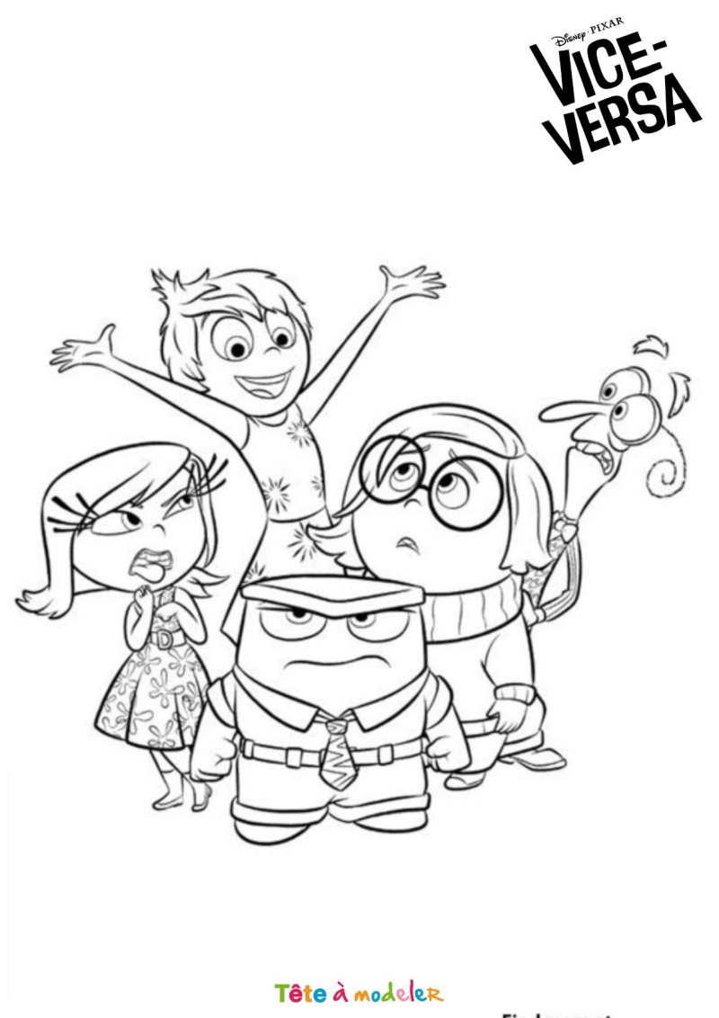 Coloriage de Joie, Tristesse, Dégoût et Colère
