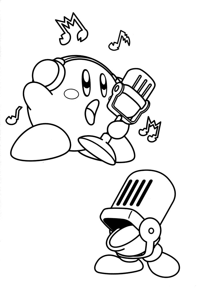 Coloriage de Kirby chanteur