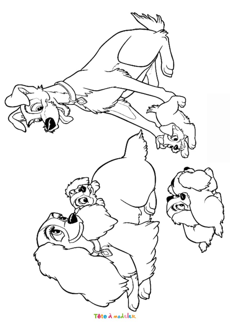 Coloriage de la Belle et le Clochard à imprimer