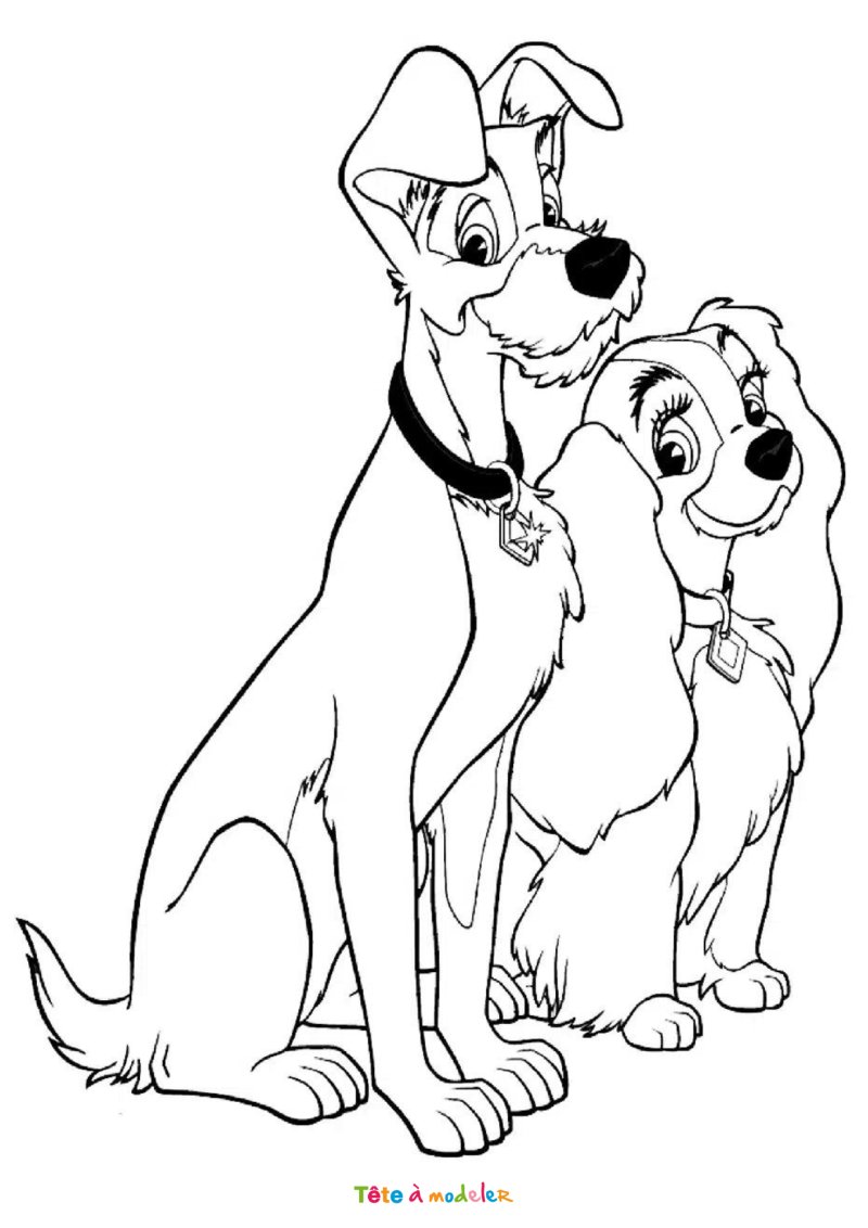 Coloriage de la Belle et le Clochard amoureux