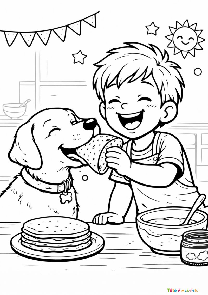 coloriage de la dame qui fait les cr&egrave;pes