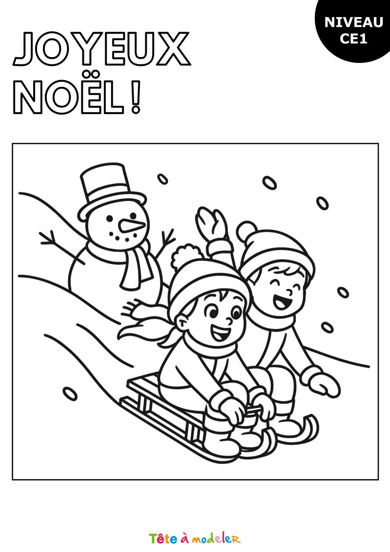 Coloriage de la descente en luge