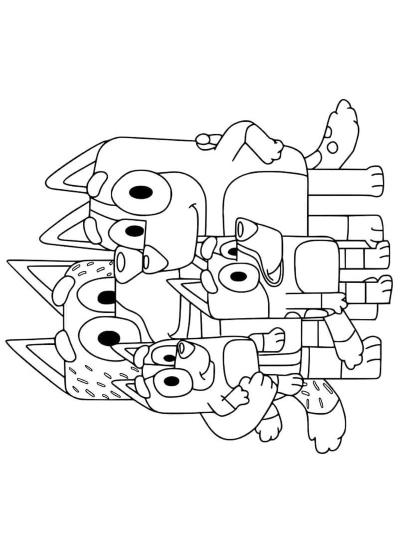 Coloriage de la famille Bluey