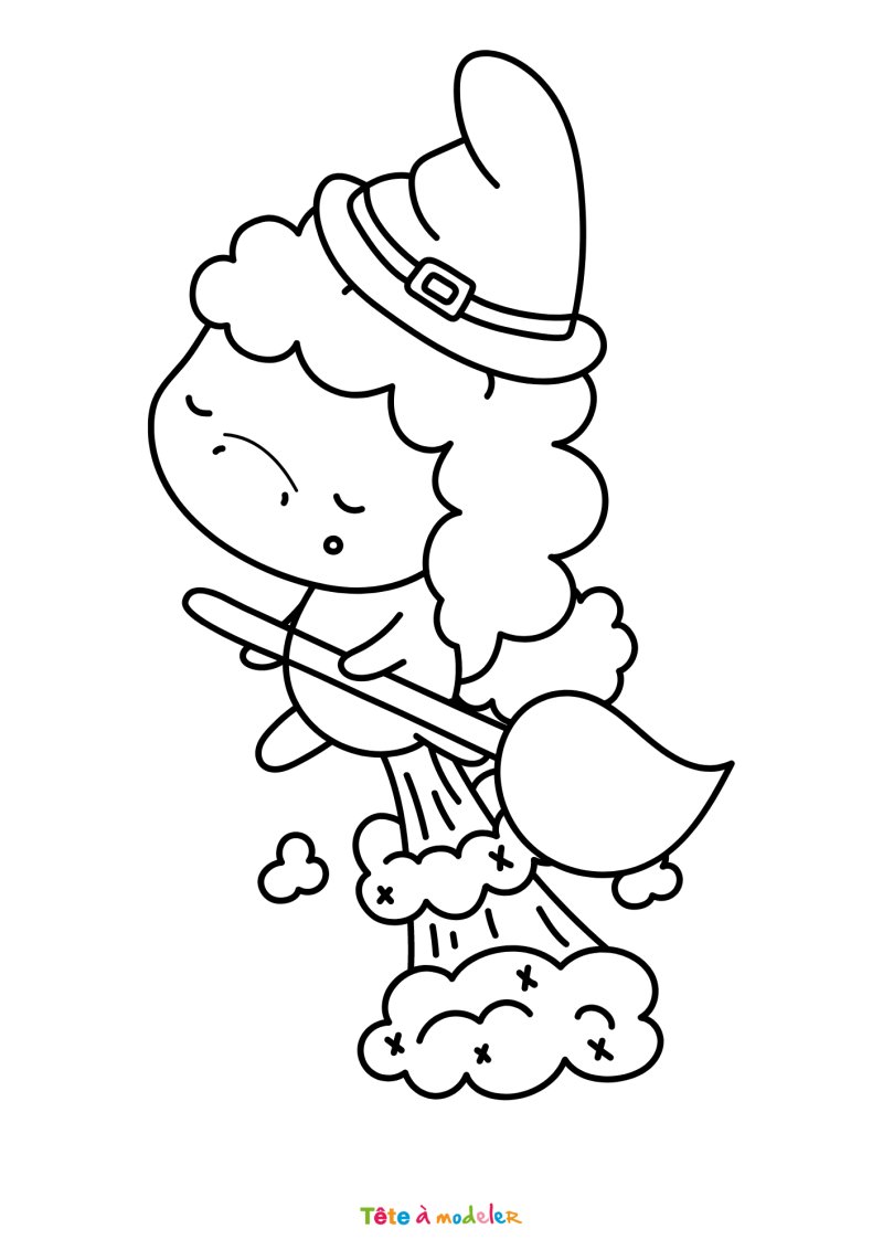 Coloriage d'une sorcière rigolo