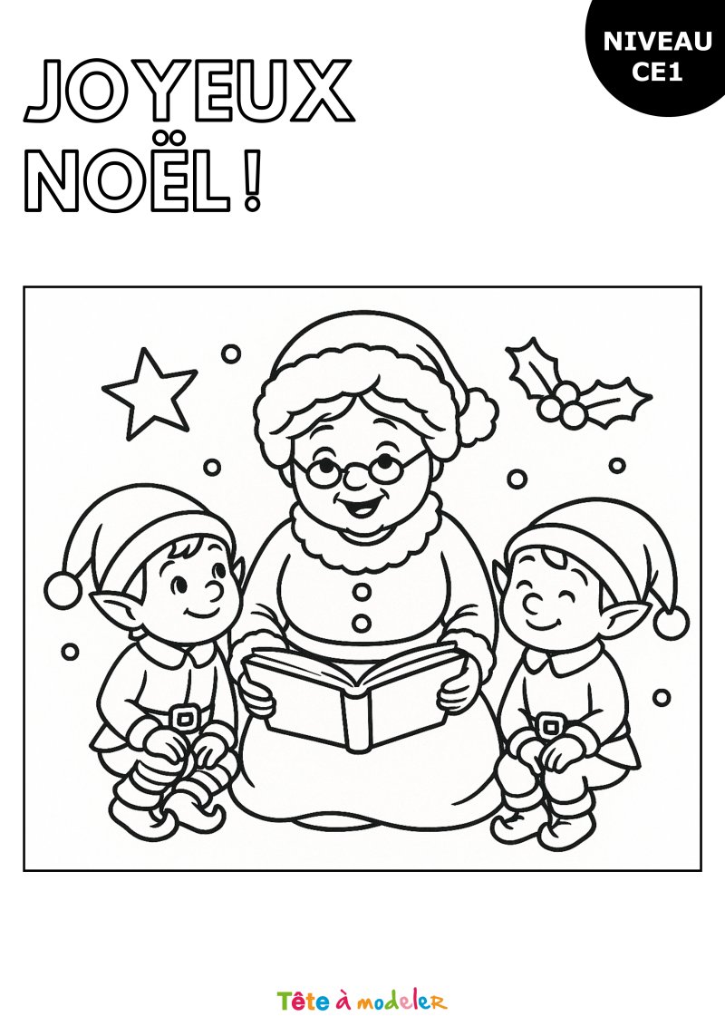 Coloriage de la Mère Noël pour CE1
