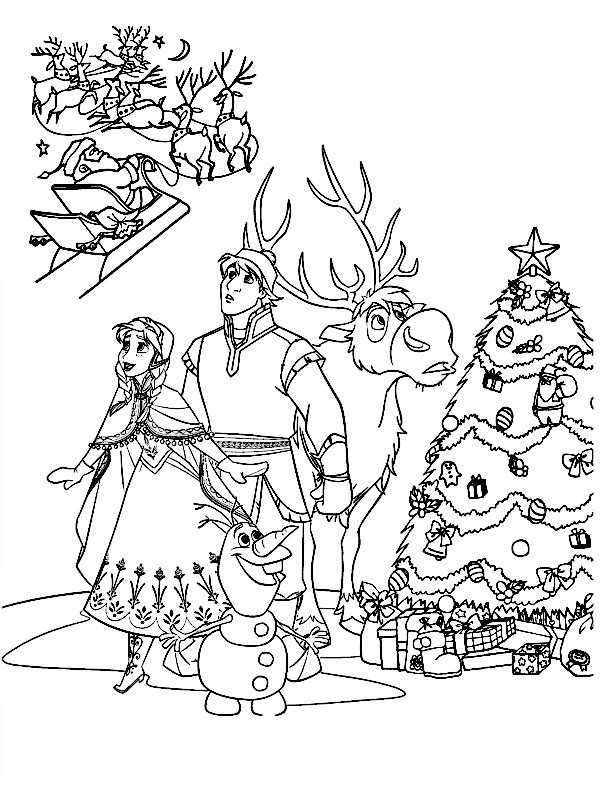 Coloriage de la Reine des Neiges à Noël