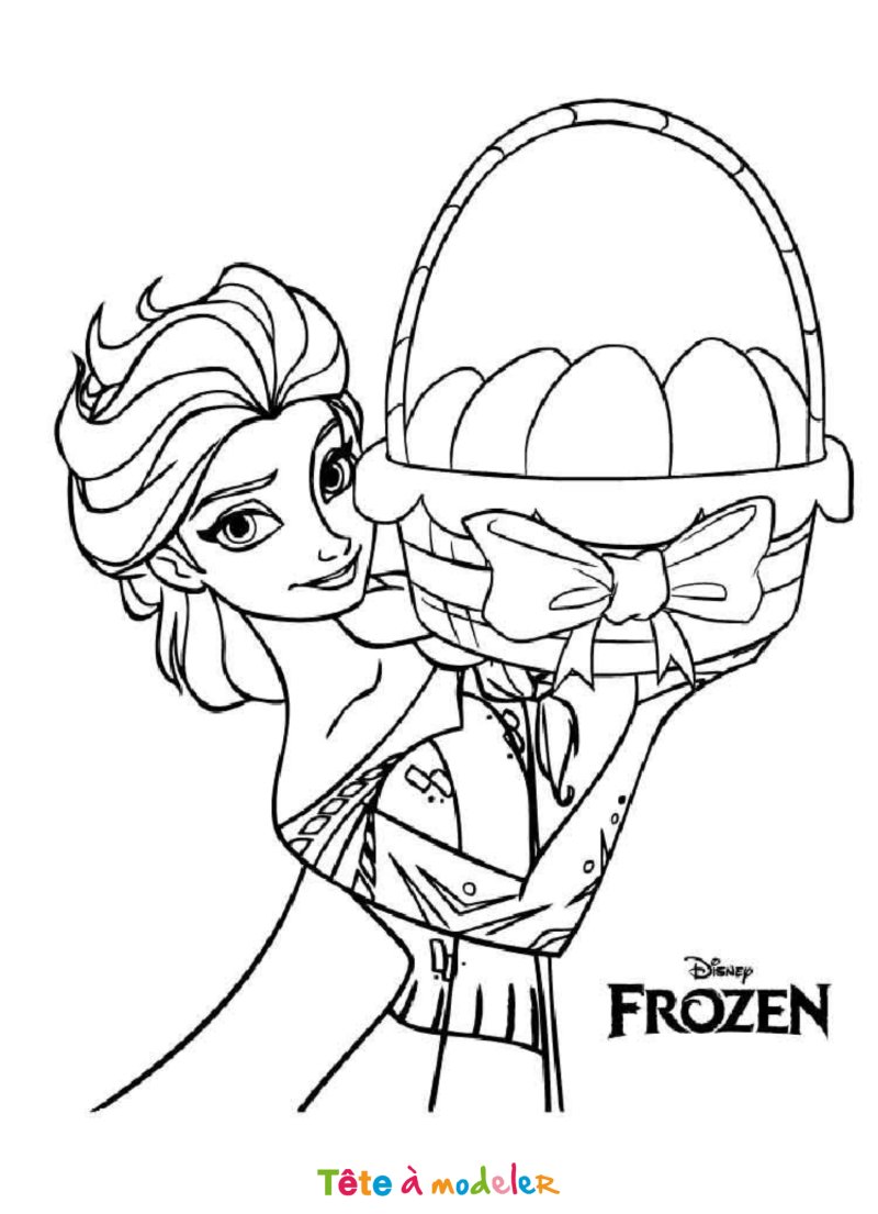 Coloriage de la Reine des Neiges à Pâques