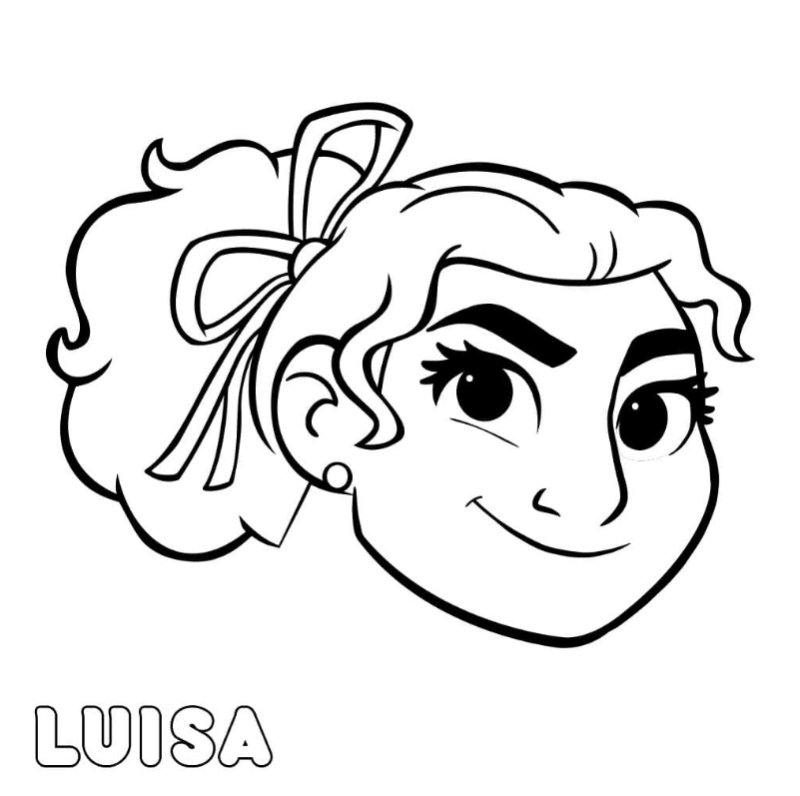 Coloriage de la tête de Luisa Madrigal - Encanto