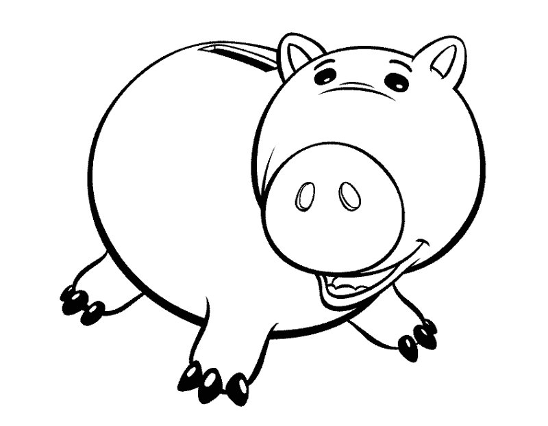 Coloriage de la tirelire cochon de Toy Story