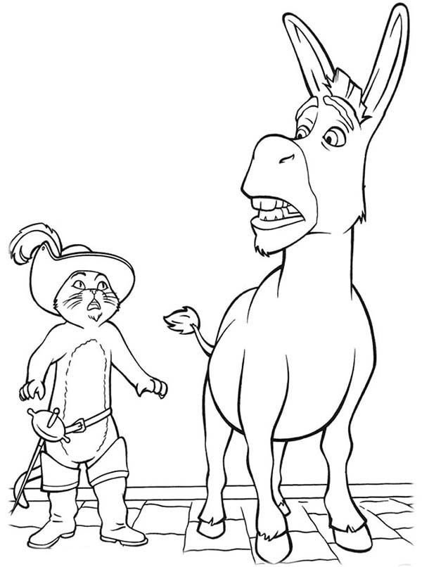 Coloriage de l'âne et le Chat Potté