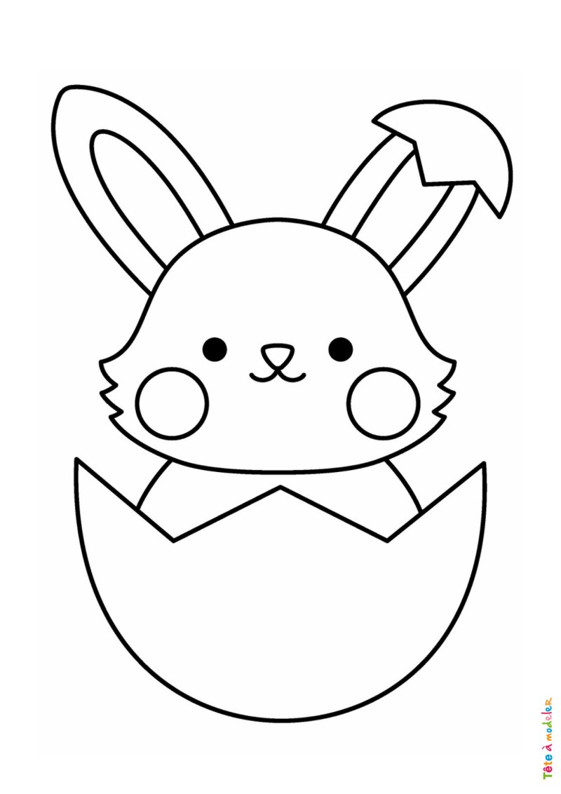 Coloriage d'un lapin de Pâques simple