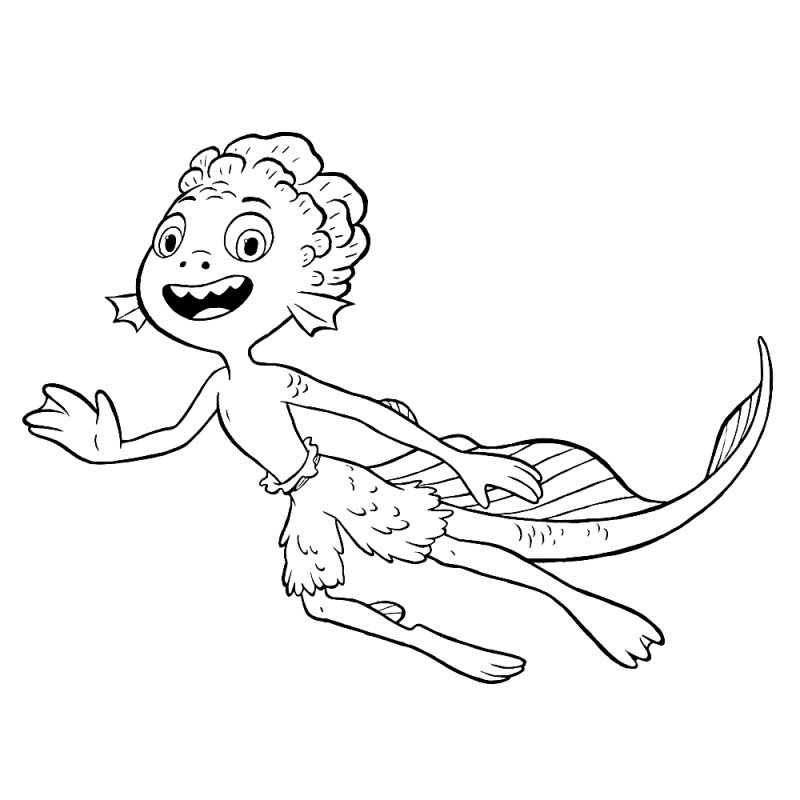 Coloriage de Luca en poisson