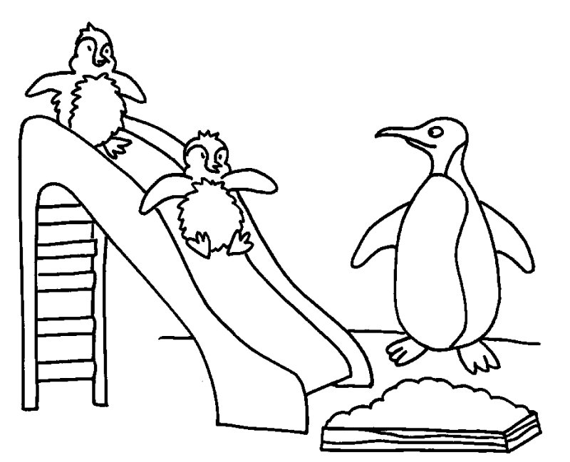 Coloriage de manchots qui s'amusent