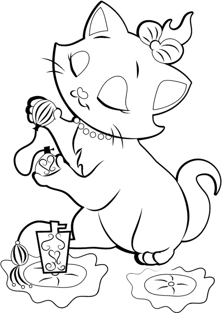 Coloriage de Marie qui se parfume