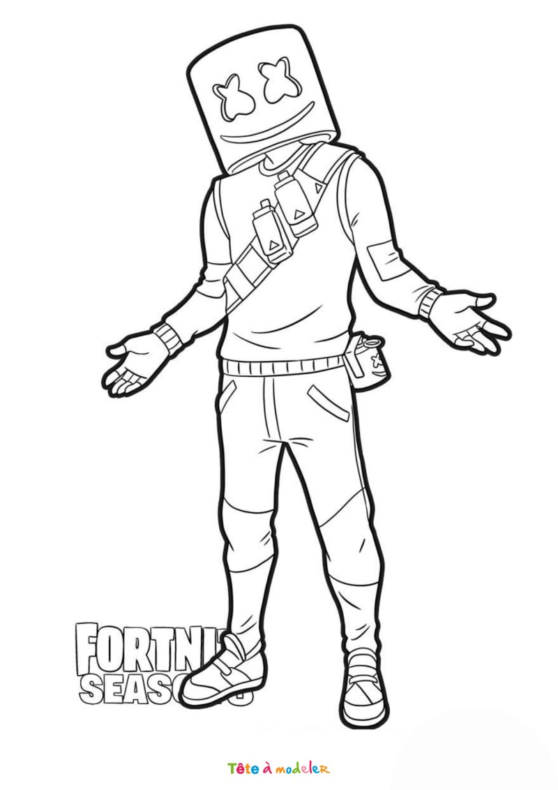 Coloriage de Marshmello de Fortnite