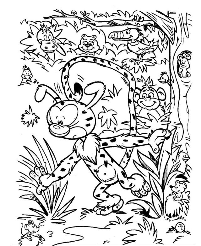 Coloriage de Marsupilami dans la jungle