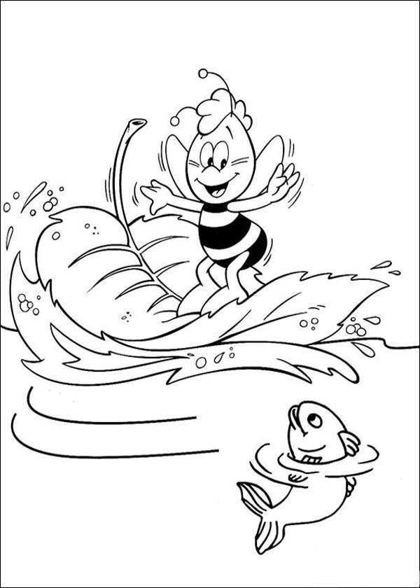 Coloriage de Maya l'abeille qui s'amuse