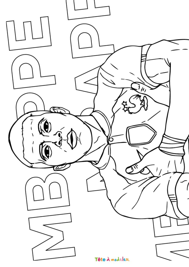 Coloriage de Mbappe après un but