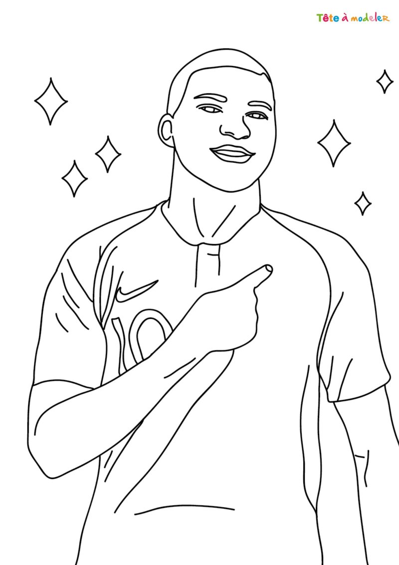 Coloriage de Mbappe au foot