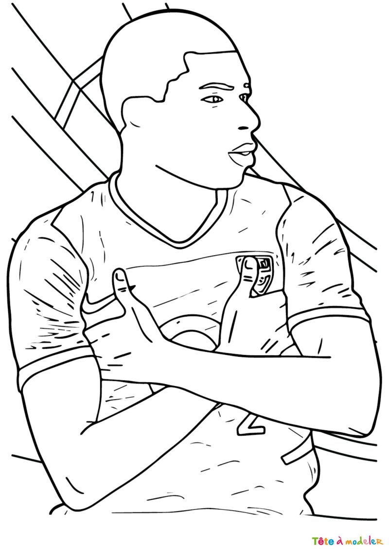 Coloriage de Mbappe qui pose