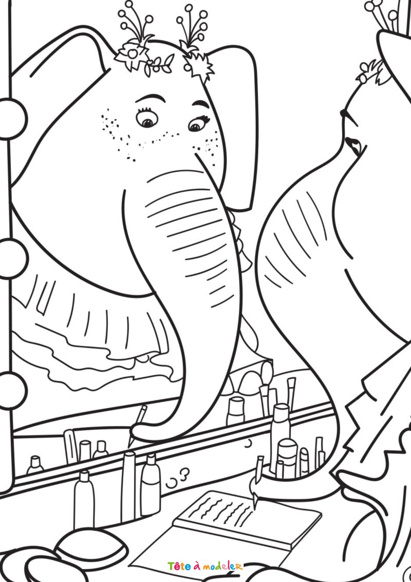 Coloriage de Meena dans sa loge