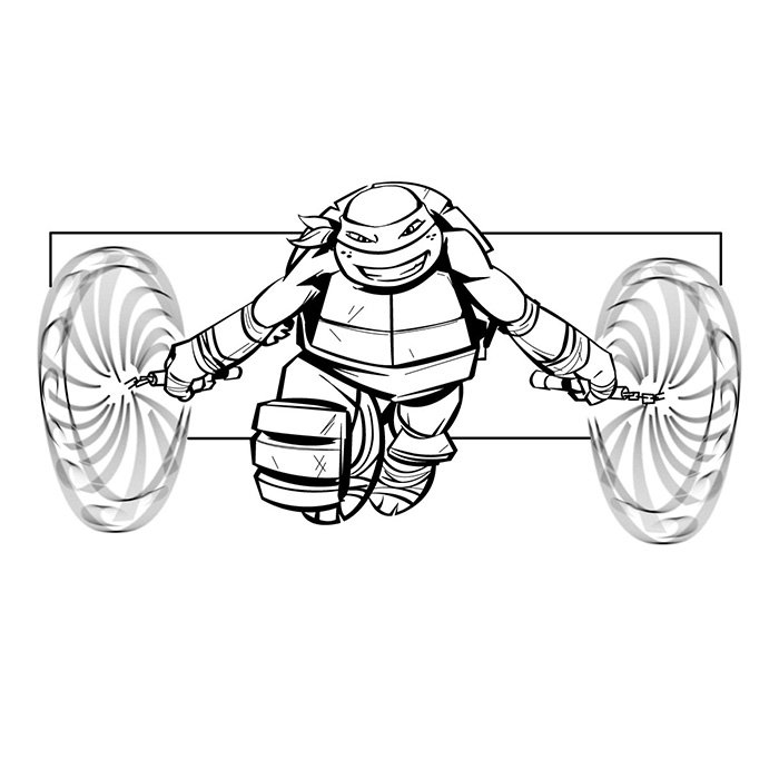 Coloriage de Michelangelo des tortues Ninja 