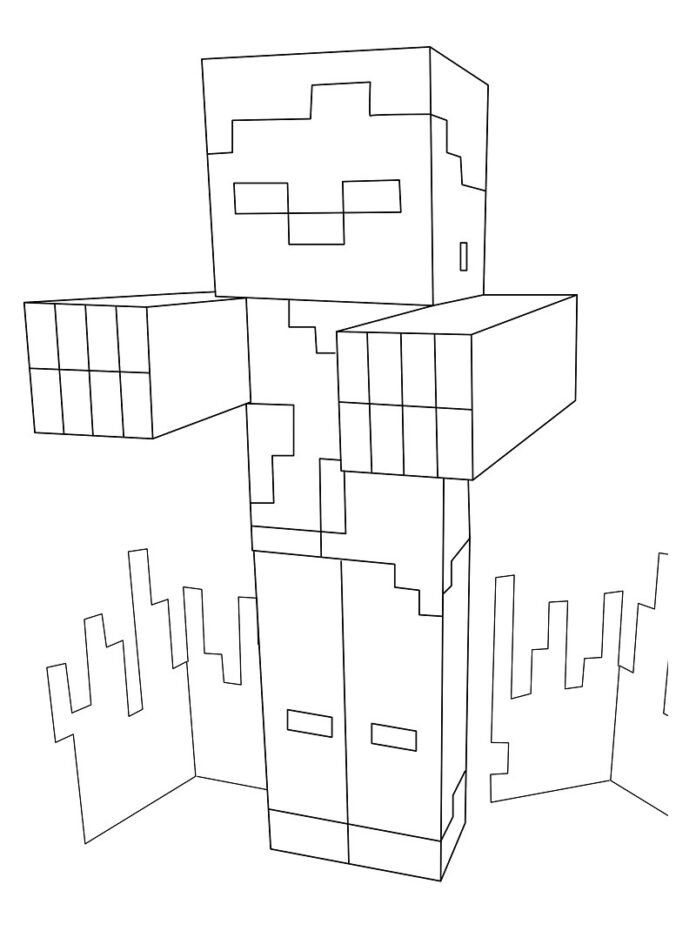 Coloriage de Minecrat : le zombie
