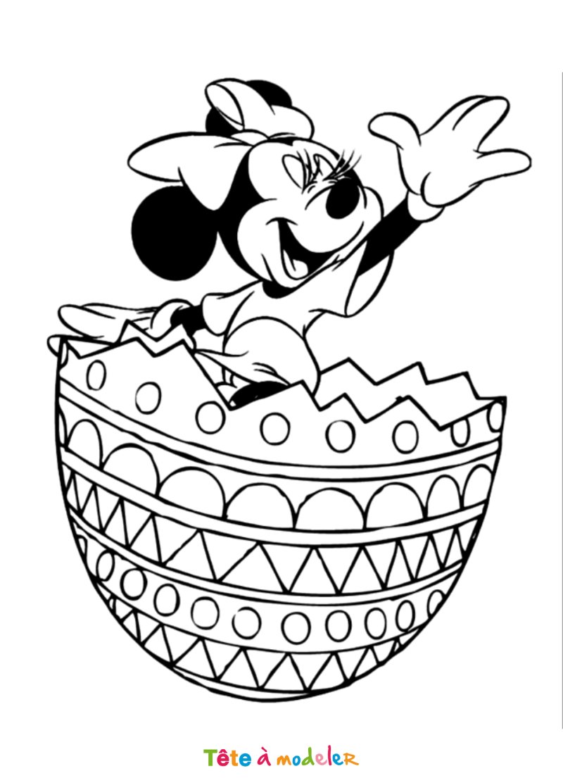 Coloriage de Minnie à Pâques