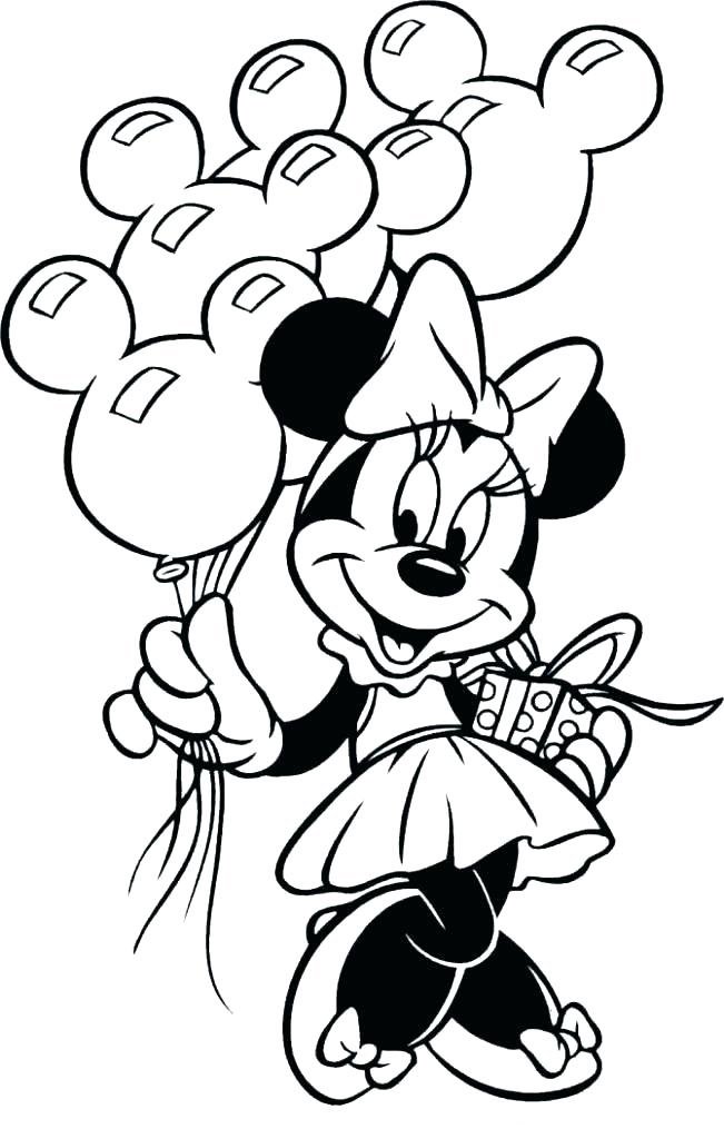 Coloriage de Minnie à un anniversaire