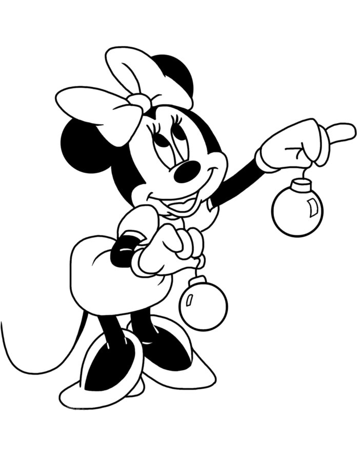 Coloriage de Minnie avec des boules de Noël