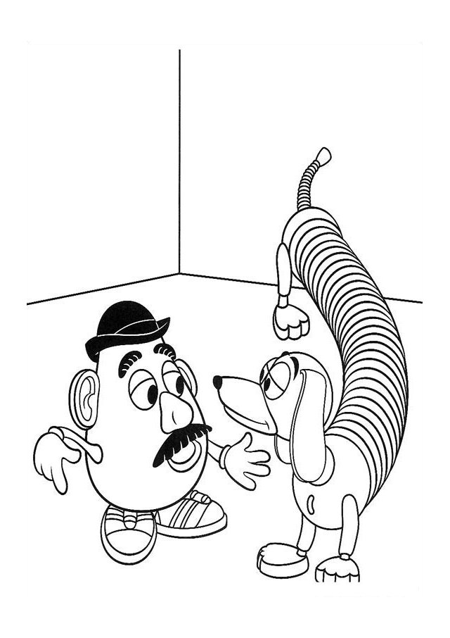 Coloriage de Monsieur patate et Slinky Dog
