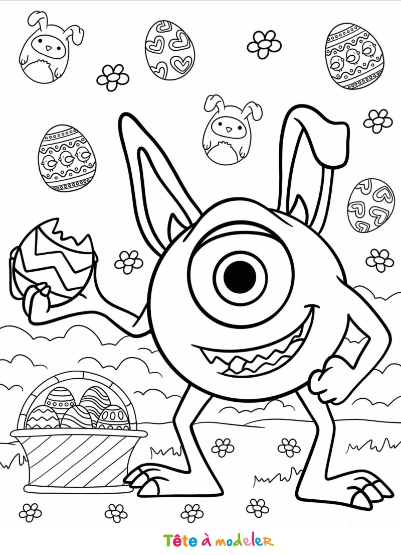 Coloriage de Monstre et cie de Pâques