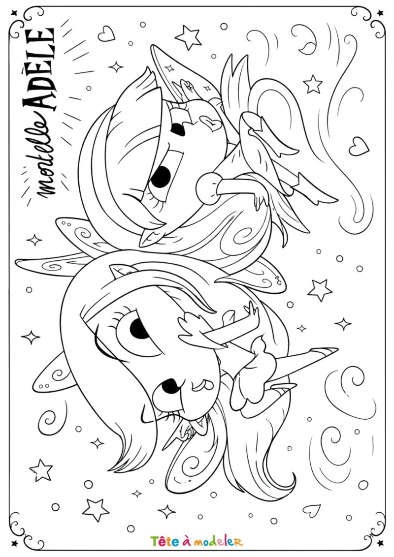 Coloriage de Jade et Miranda de Mortelle Adèle déguisées en fée magique