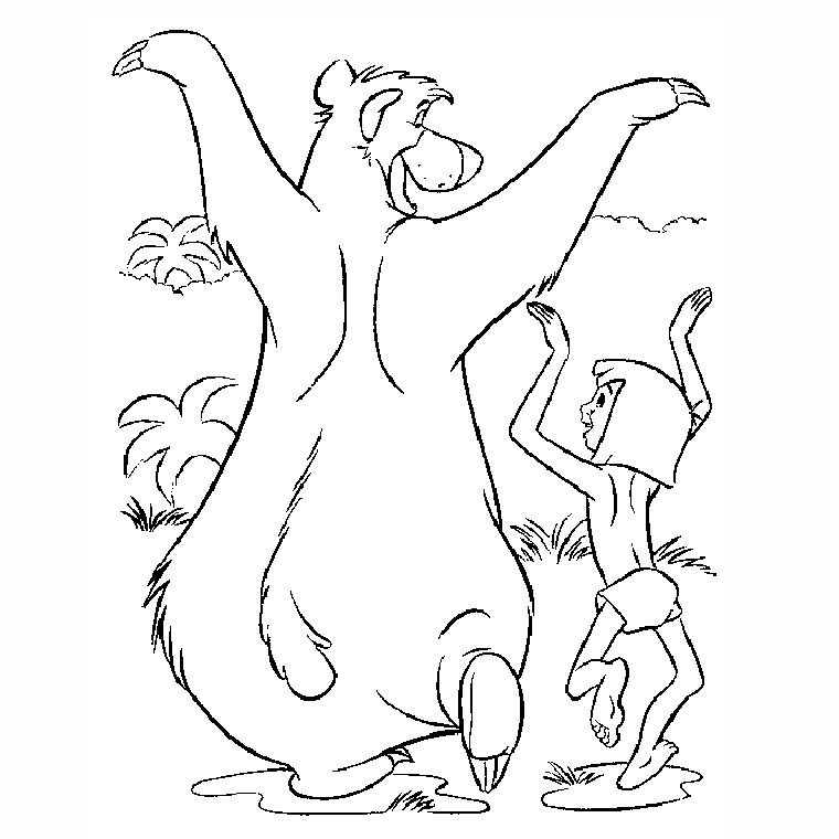 Coloriage de Mowgli et Baloo