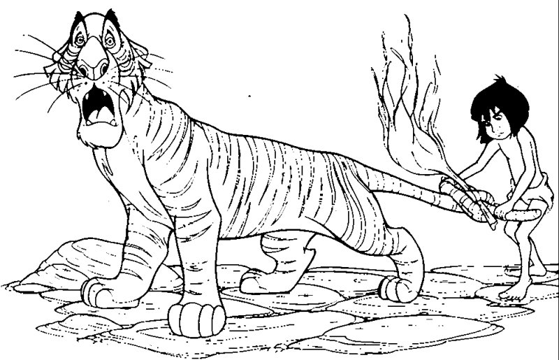 Coloriage de Mowgli et Shere Khan