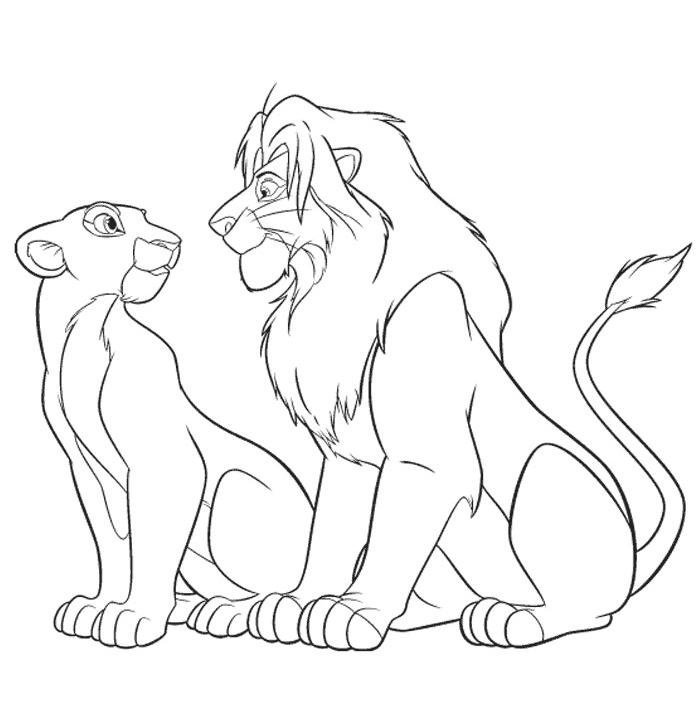 Coloriage de Nala et Simba