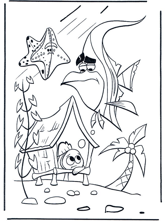 Coloriage de Némo dans l'aquarium