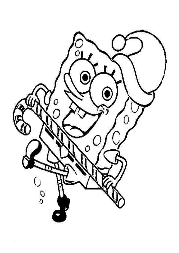 Coloriage de Noël avec Bob l'éponge