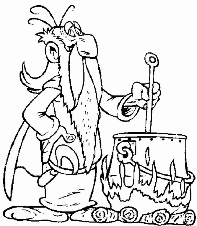 Coloriage de Panoramix et sa potion magique